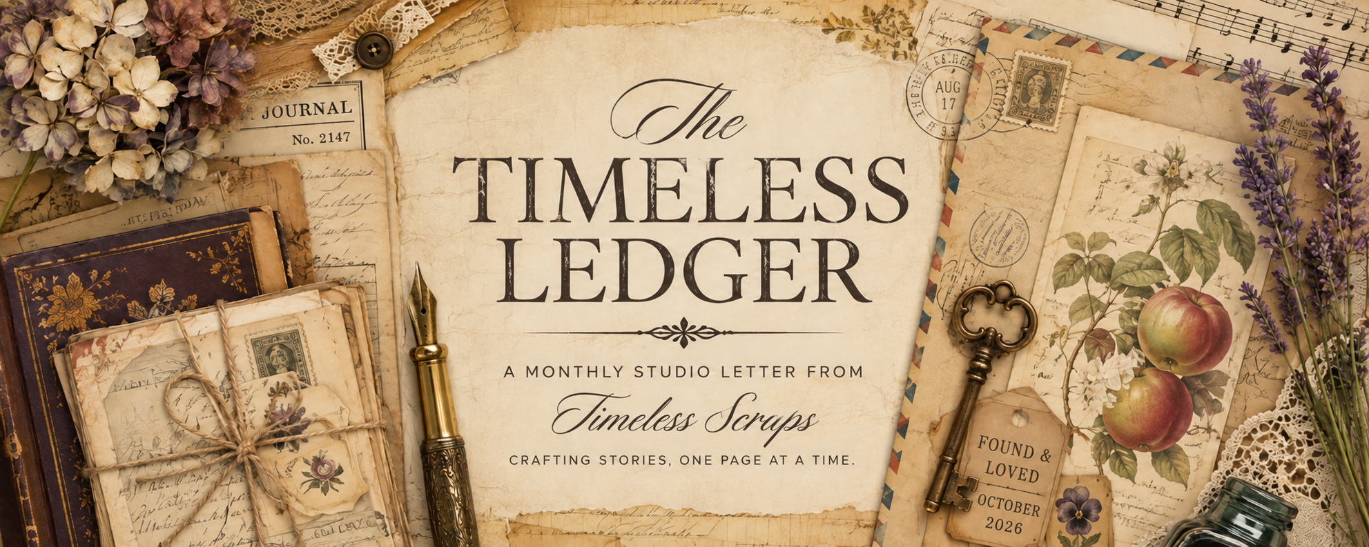 The Timeless Ledger — October 2026, a monthly studio letter from Timeless Scraps.
